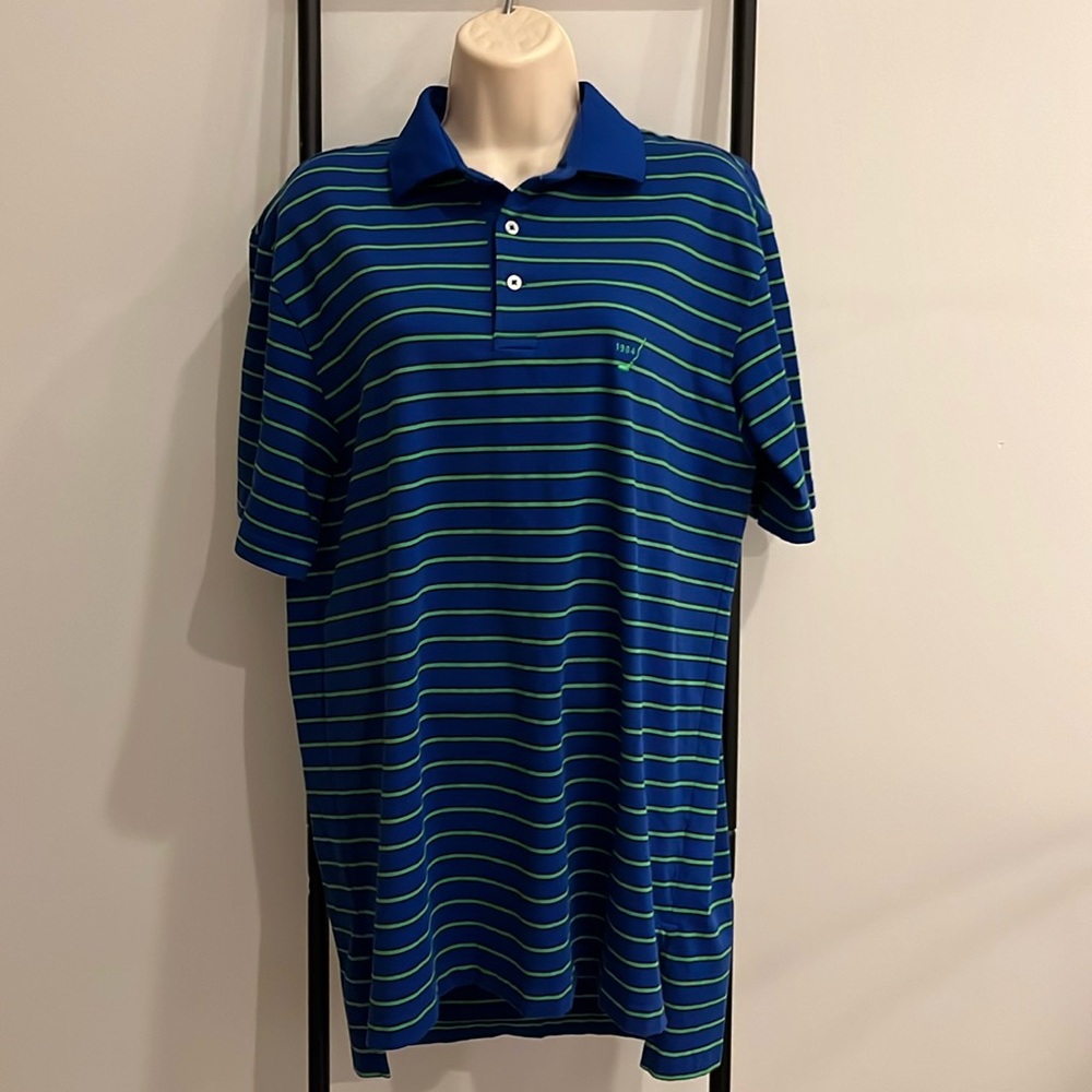 Vintage Polo Ra Lauren Performance Striped Short Sleeve Polo Men Size M